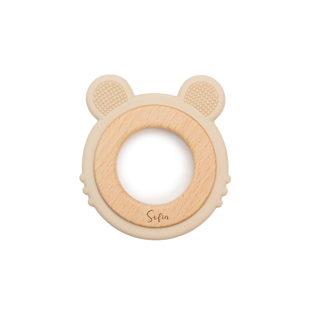 JBØRN Lion Teether Sandstone - Personalisable Baby Products Sold and Personalised by JustBørn