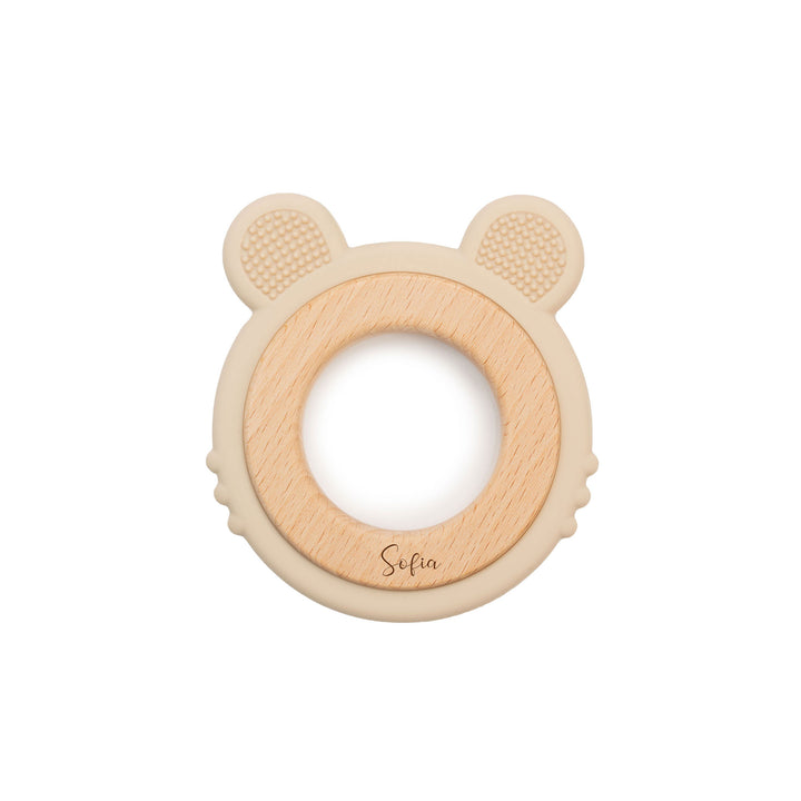 JBØRN Lion Teether Sandstone - Personalisable Baby Products Sold and Personalised by JustBørn