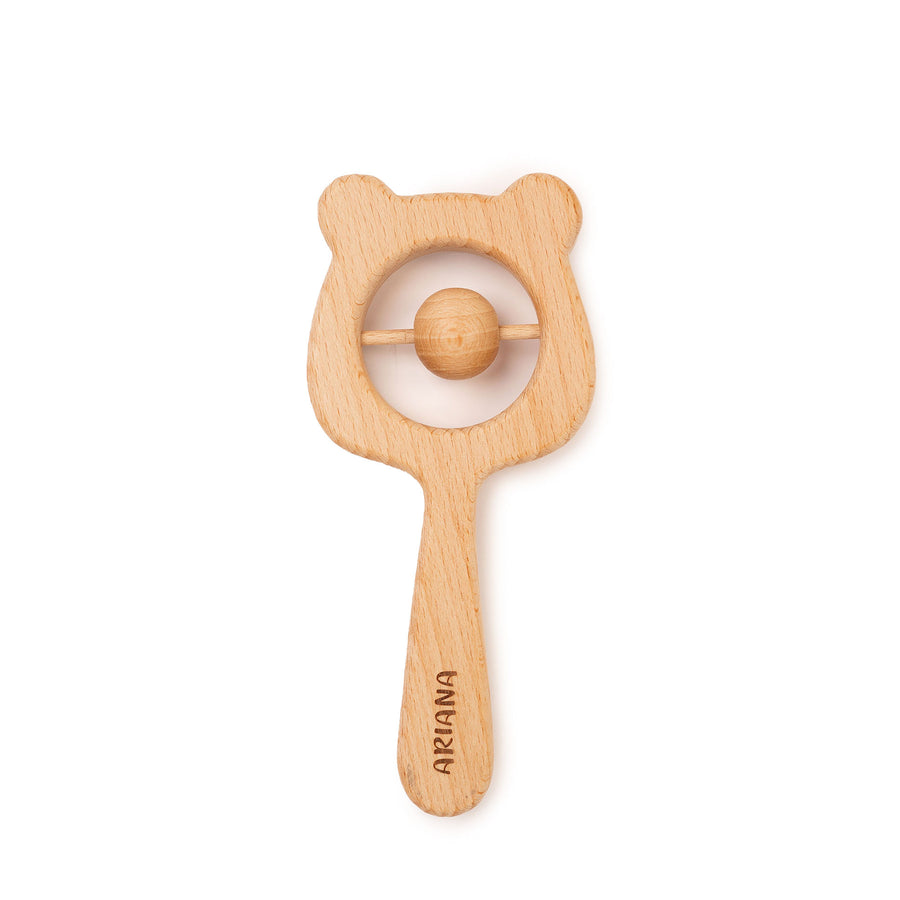 JBØRN Wooden Teddy Rattle | Personalised - Personalisable Baby Products Sold and Personalised by JustBørn