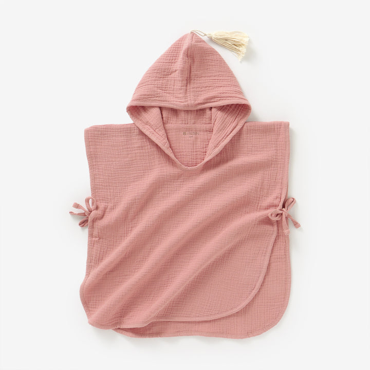 JBØRN Organic Cotton Muslin Hooded Poncho | Personalisable Powder Blush - Personalisable Baby Products Sold and Personalised by JustBørn