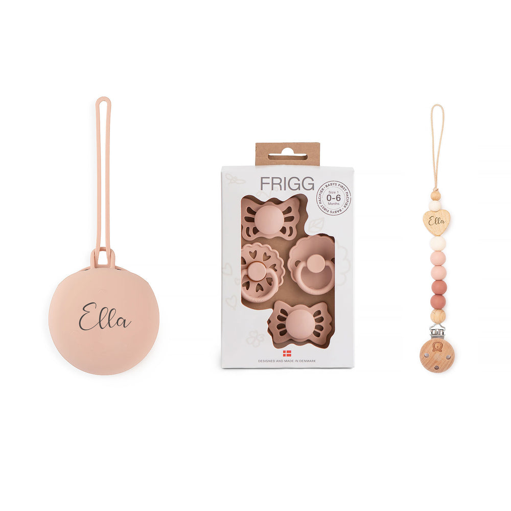 JBØRN X FRIGG First Pacifiers & Holders Baby Gift Set - Personalisable Baby Products Sold and Personalised by JustBørn