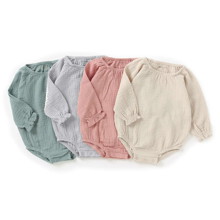 JBØRN Organic Cotton Muslin Long Sleeve Bodysuit - Personalisable Baby Products Sold and Personalised by JustBørn