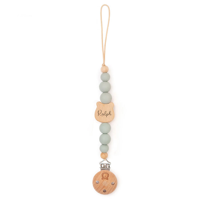 JBØRN Bear Pacifier Clip | Personalised Sage - Personalisable Baby Products Sold and Personalised by JustBørn