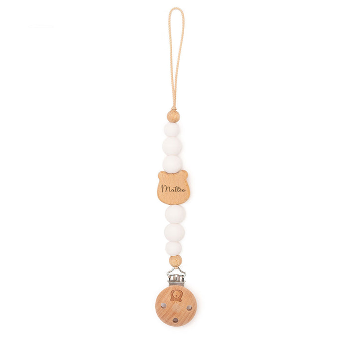 JBØRN Bear Pacifier Clip | Personalised White - Personalisable Baby Products Sold and Personalised by JustBørn