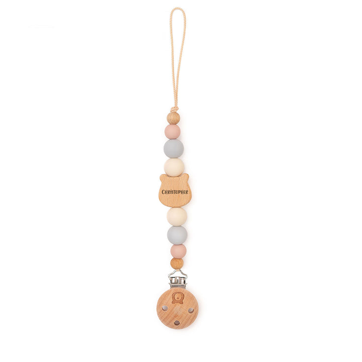 JBØRN Bear Pacifier Clip | Personalised Cotton Candy - Personalisable Baby Products Sold and Personalised by JustBørn