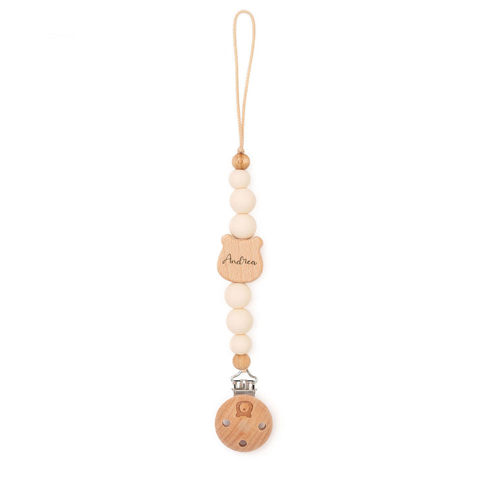 JBØRN Bear Pacifier Clip | Personalised Ivory - Personalisable Baby Products Sold and Personalised by JustBørn