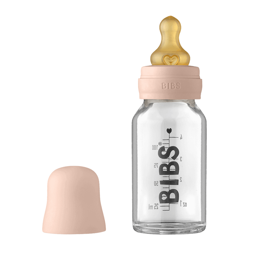 BIBS Baby Glass Bottle Complete Set BIBS Glass Bottle | Blush 110 ml - Personalisable Baby Products Sold and Personalised by JustBørn