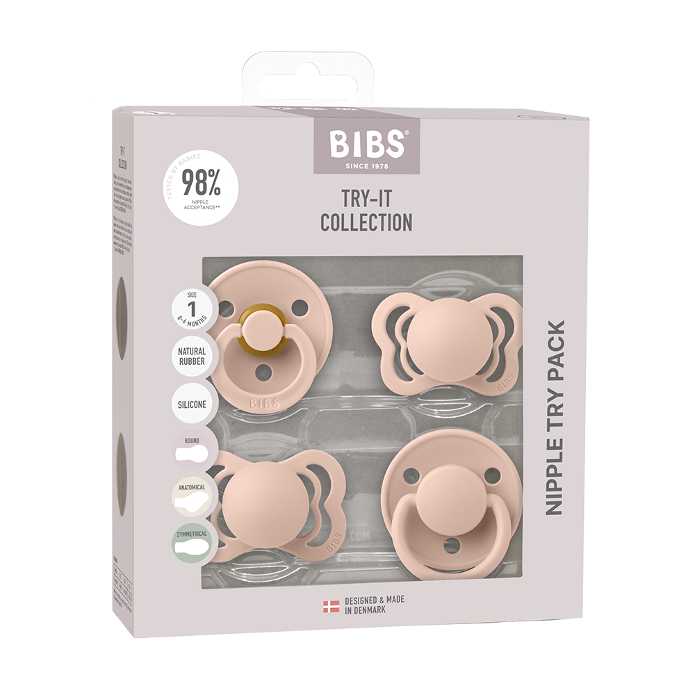 BIBS Try-It Collection - Try 4 Different Pacifiers Pack Blush - Personalisable Baby Products Sold and Personalised by JustBørn