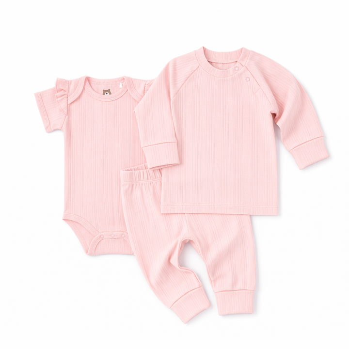 JBØRN Day to Night Set | Soft Bamboo Outfit Blossom | Pyjama & Frill Bodysuit - Personalisable Baby Products Sold and Personalised by JustBørn