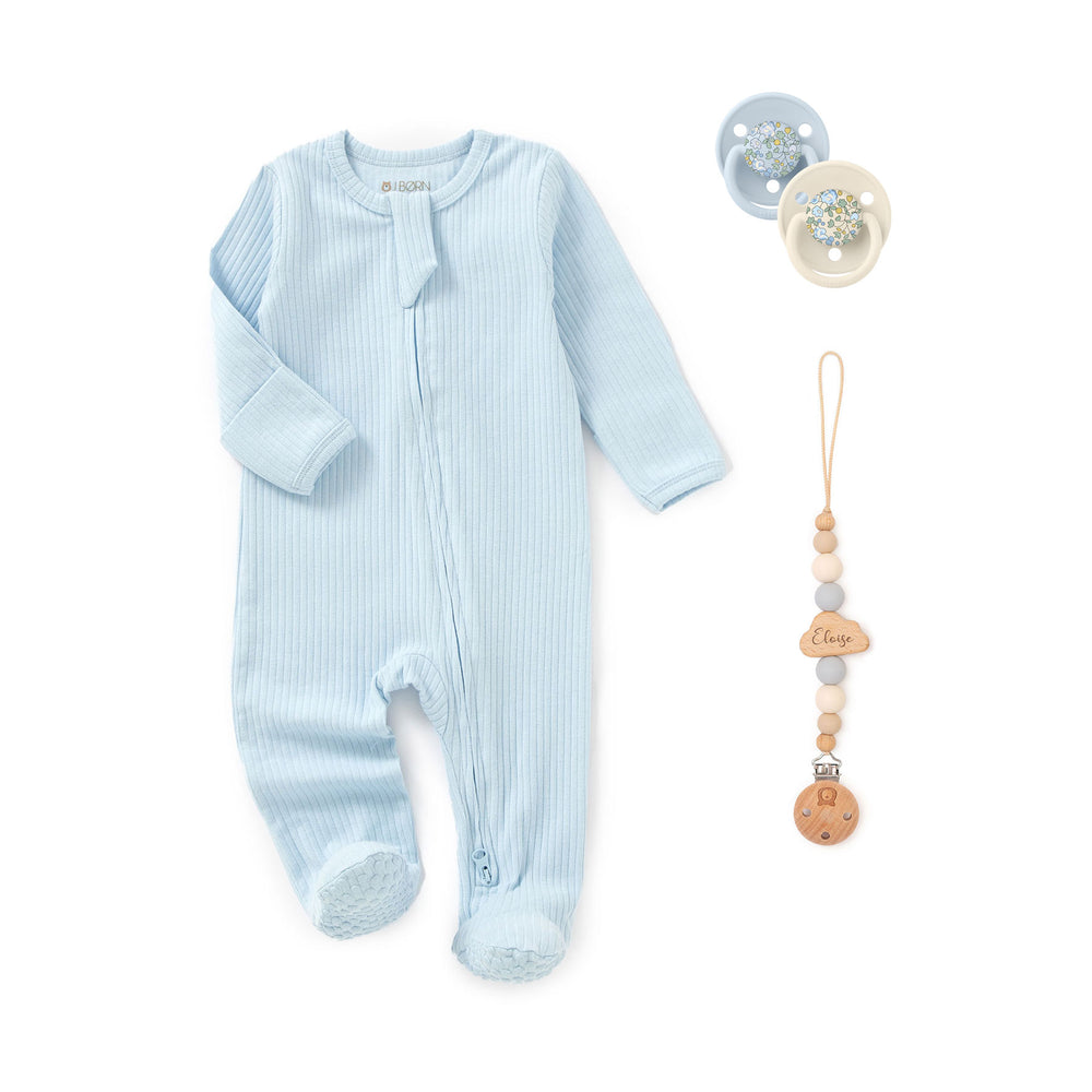 JBØRN Organic Cotton Baby Sleep Suit & Pacifiers Set | Baby Boy - Personalisable Baby Products Sold and Personalised by JustBørn