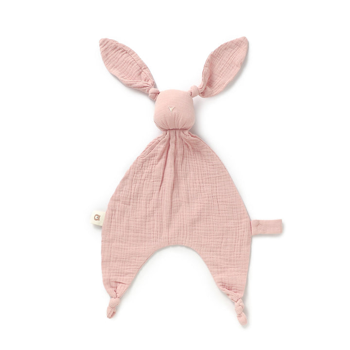 JBØRN Organic Cotton Bunny Comforter with Pacifier Loop Blush Muslin No - Personalisable Baby Products Sold and Personalised by JustBørn