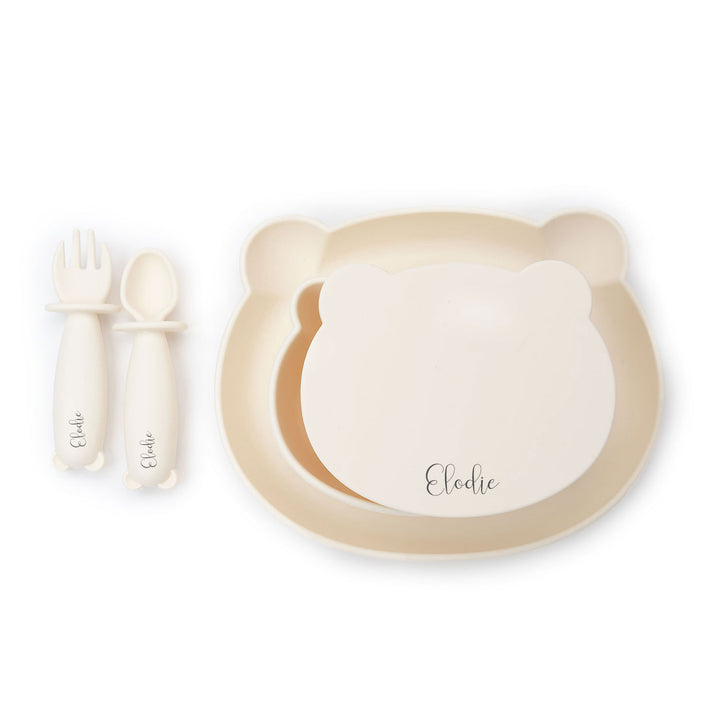 JBØRN Baby Meal Time Set | Weaning Set | Personalisable Ivory - Personalisable Baby Products Sold and Personalised by JustBørn