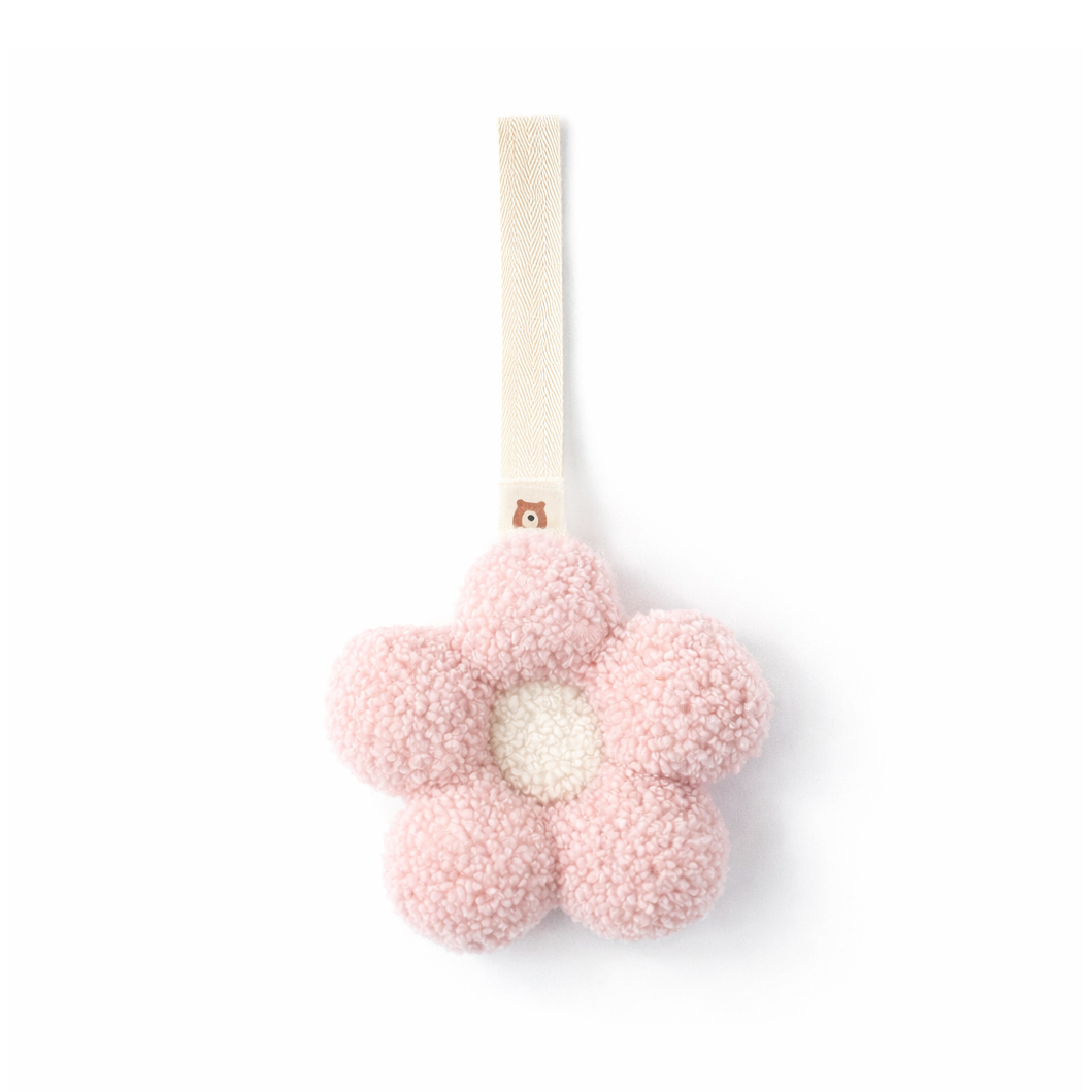 JBØRN Plush Comforter with Pacifier Holder Loop Daisy - Blush - Personalisable Baby Products Sold and Personalised by JustBørn