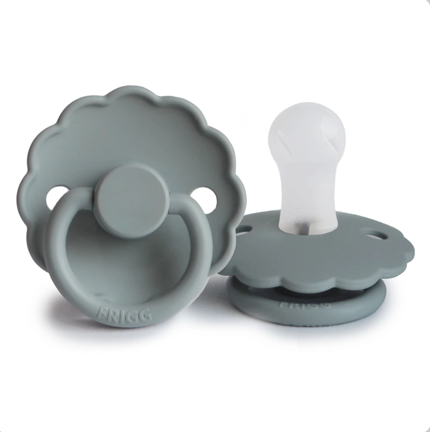 FRIGG Daisy Silicone Pacifiers French Gray - Personalisable Baby Products Sold and Personalised by JustBørn