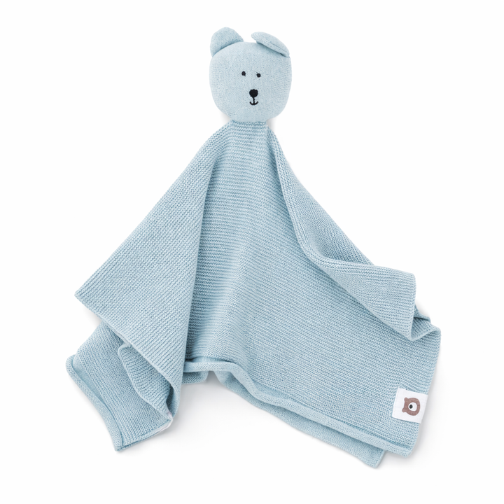 JBØRN Bear Knitted Comforter French Grey Knitted Comforter Blanket - Personalisable Baby Products Sold and Personalised by JustBørn
