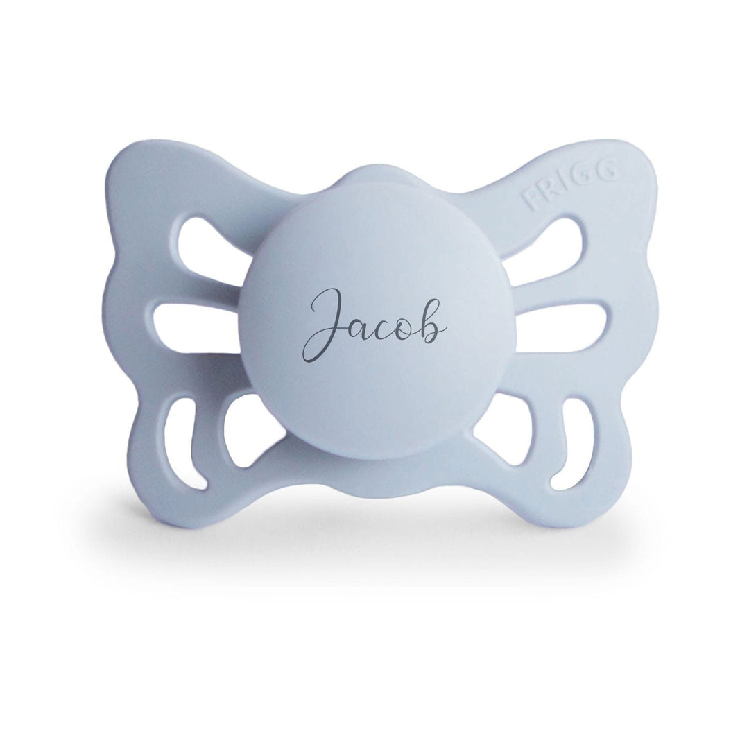 FRIGG Butterfly Anatomical Silicone Pacifiers | Personalised Powder Blue Size 1 (0-6 Months) - Personalisable Baby Products Sold and Personalised by JustBørn