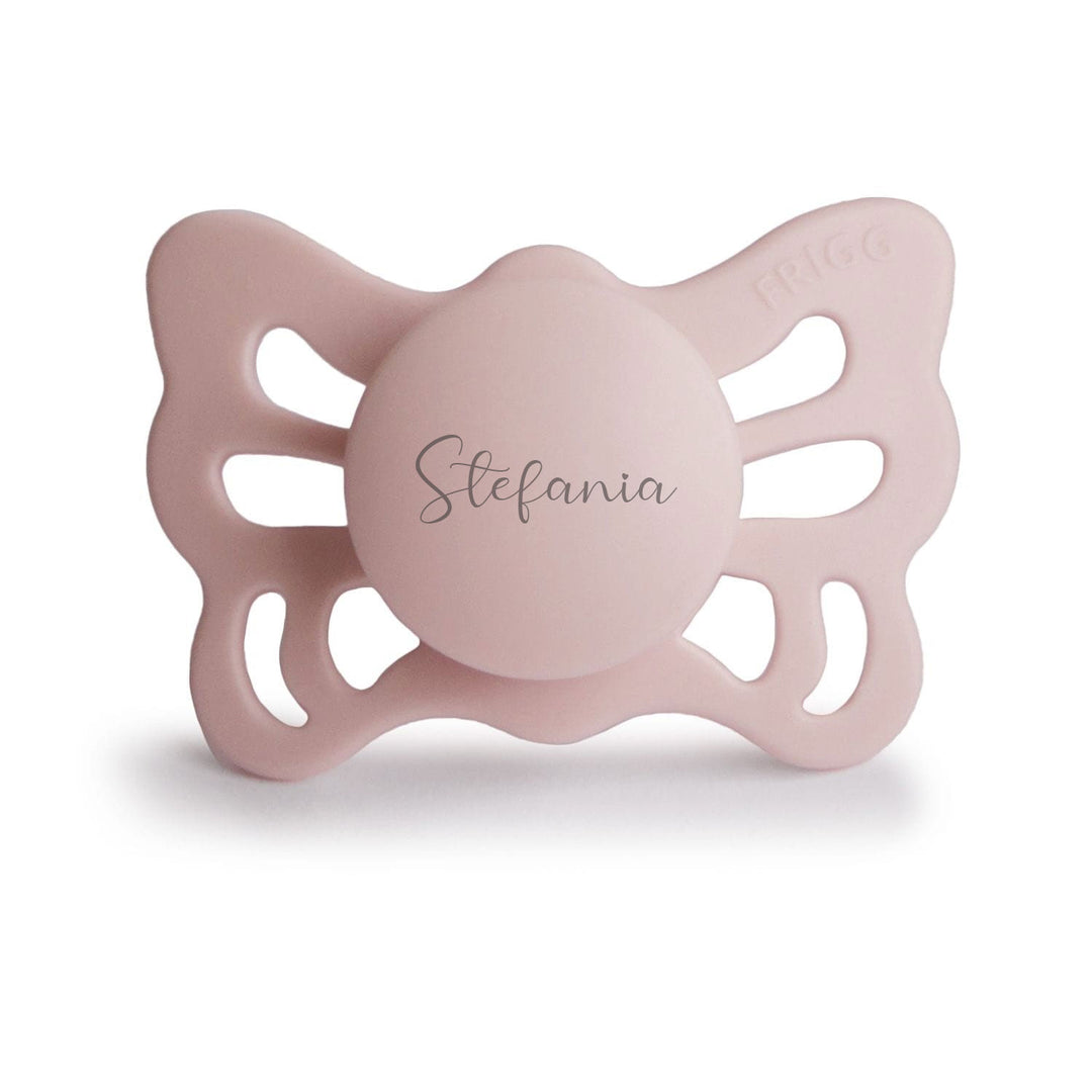 FRIGG Butterfly Anatomical Silicone Pacifiers | Personalised Blush Size 1 (0-6 Months) - Personalisable Baby Products Sold and Personalised by JustBørn