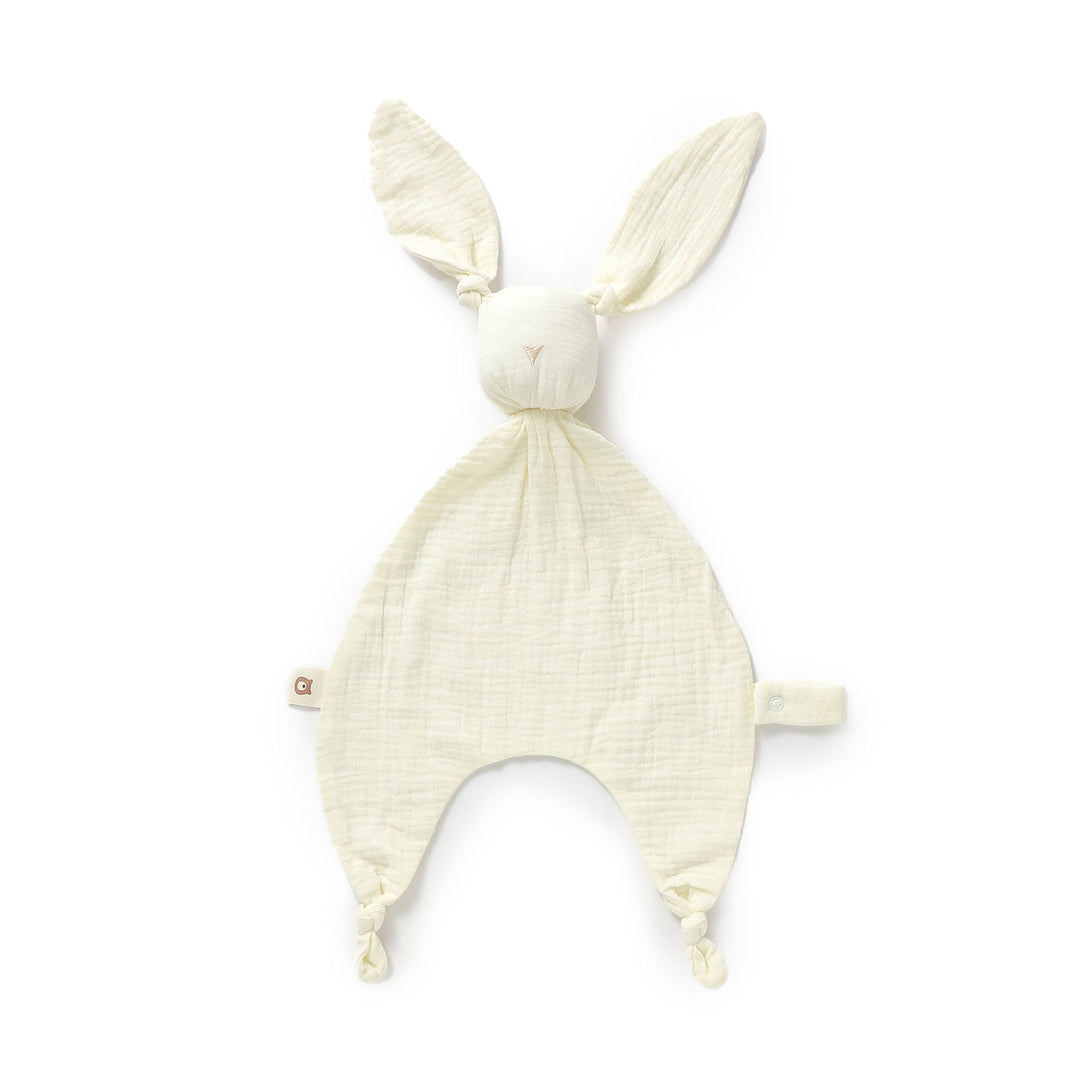 JBØRN Organic Cotton Bunny Comforter with Pacifier Loop Ivory Muslin No - Personalisable Baby Products Sold and Personalised by JustBørn