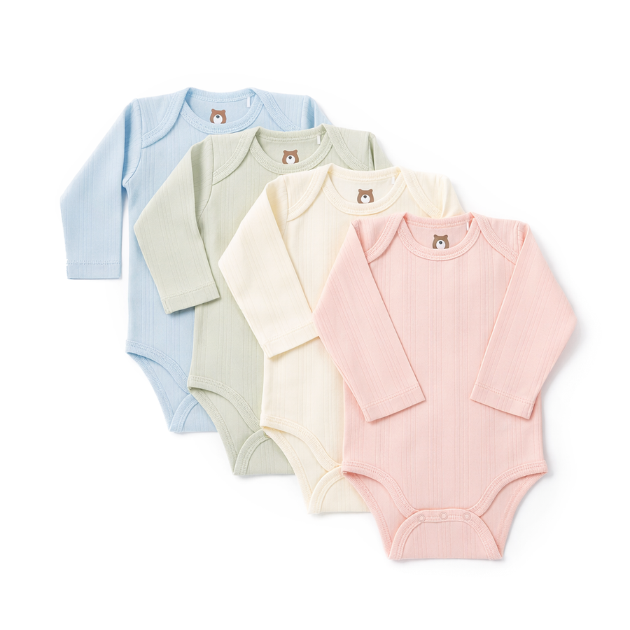 JBØRN Ribbed Bamboo Long Sleeve Bodysuit - Personalisable Baby Products Sold and Personalised by JustBørn