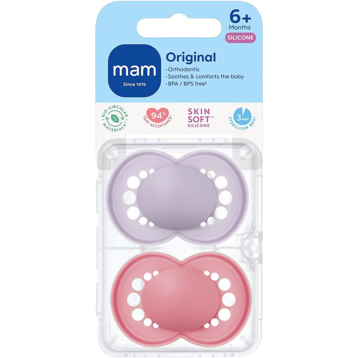 MAM Original Soother 6+ Months Lilac & Dusty Rose No - Personalisable Baby Products Sold and Personalised by JustBørn