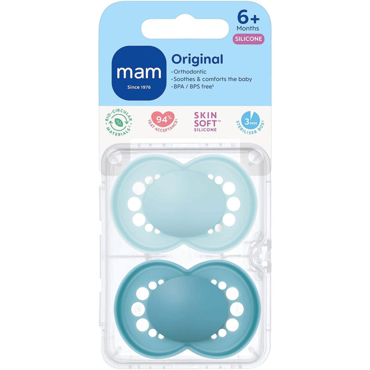 MAM Original Soother 6+ Months Teal Blue & Baby Blue No - Personalisable Baby Products Sold and Personalised by JustBørn