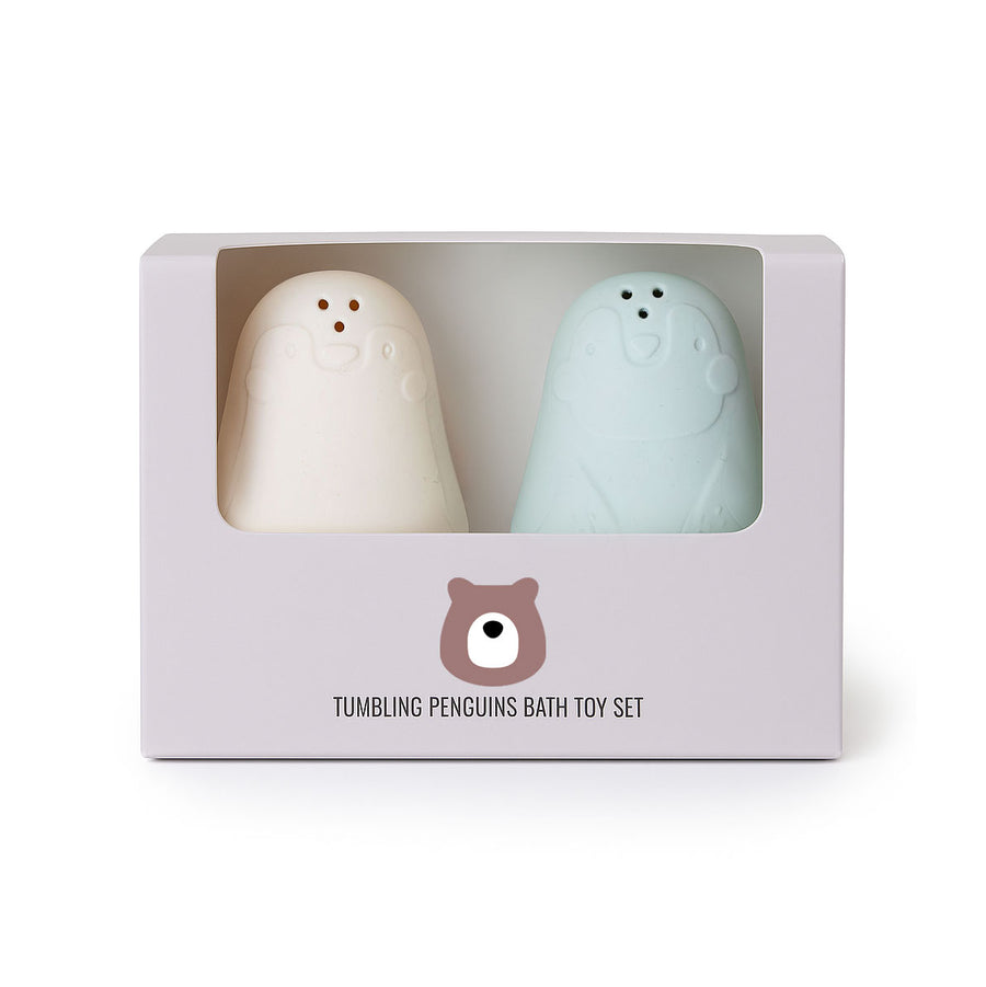JBØRN Tumbling Penguins Bath Toy Set Seafoam - Personalisable Baby Products Sold and Personalised by JustBørn