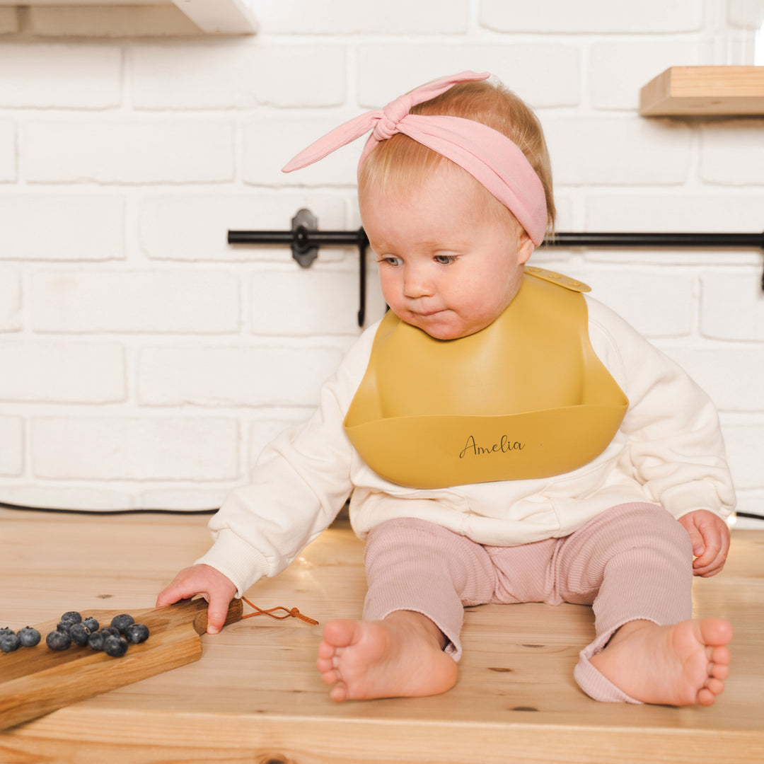 JBØRN Silicone Baby Feeding Bib - Personalisable Baby Products Sold and Personalised by JustBørn