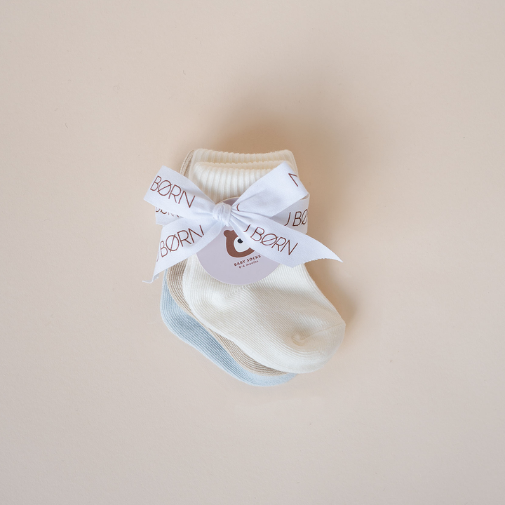 JBØRN Organic Cotton Baby Socks Blush Ivory Vanilla - Personalisable Baby Products Sold and Personalised by JustBørn