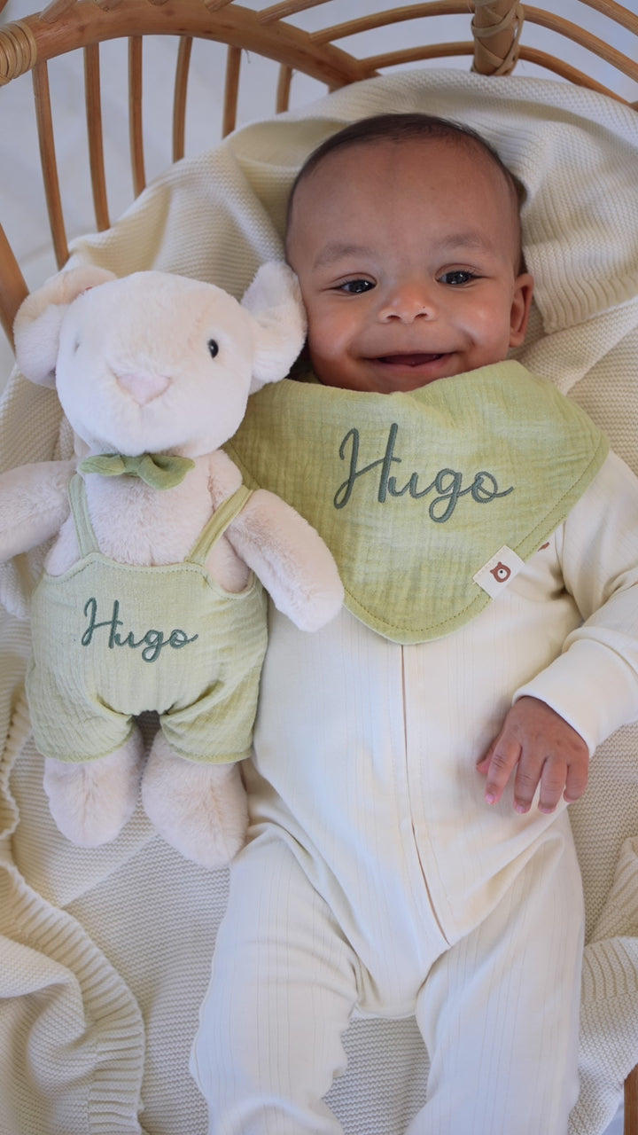 JBØRN Cream Bunny Soft Toy with Personalized Outfit