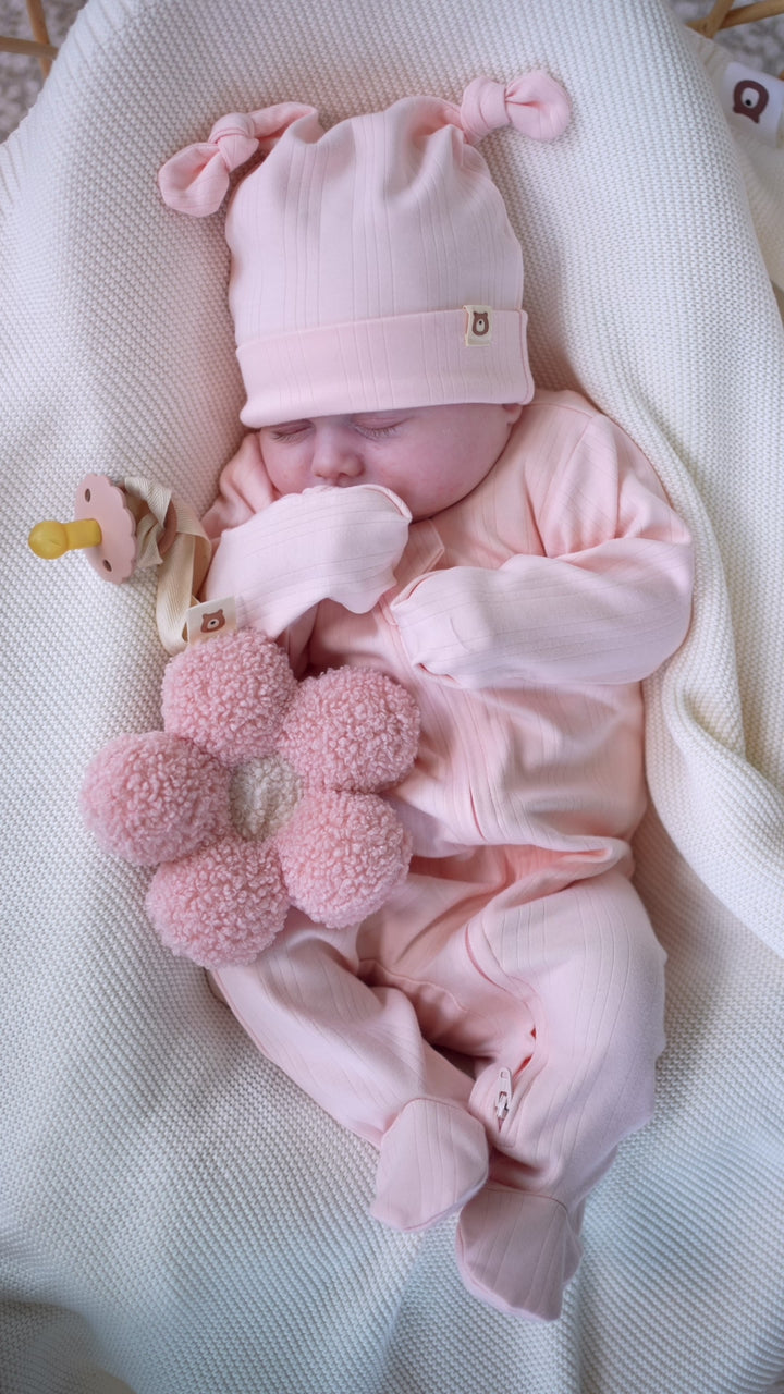 JBØRN Ribbed Bamboo Sleepsuit, Comforter & Pacifier Set