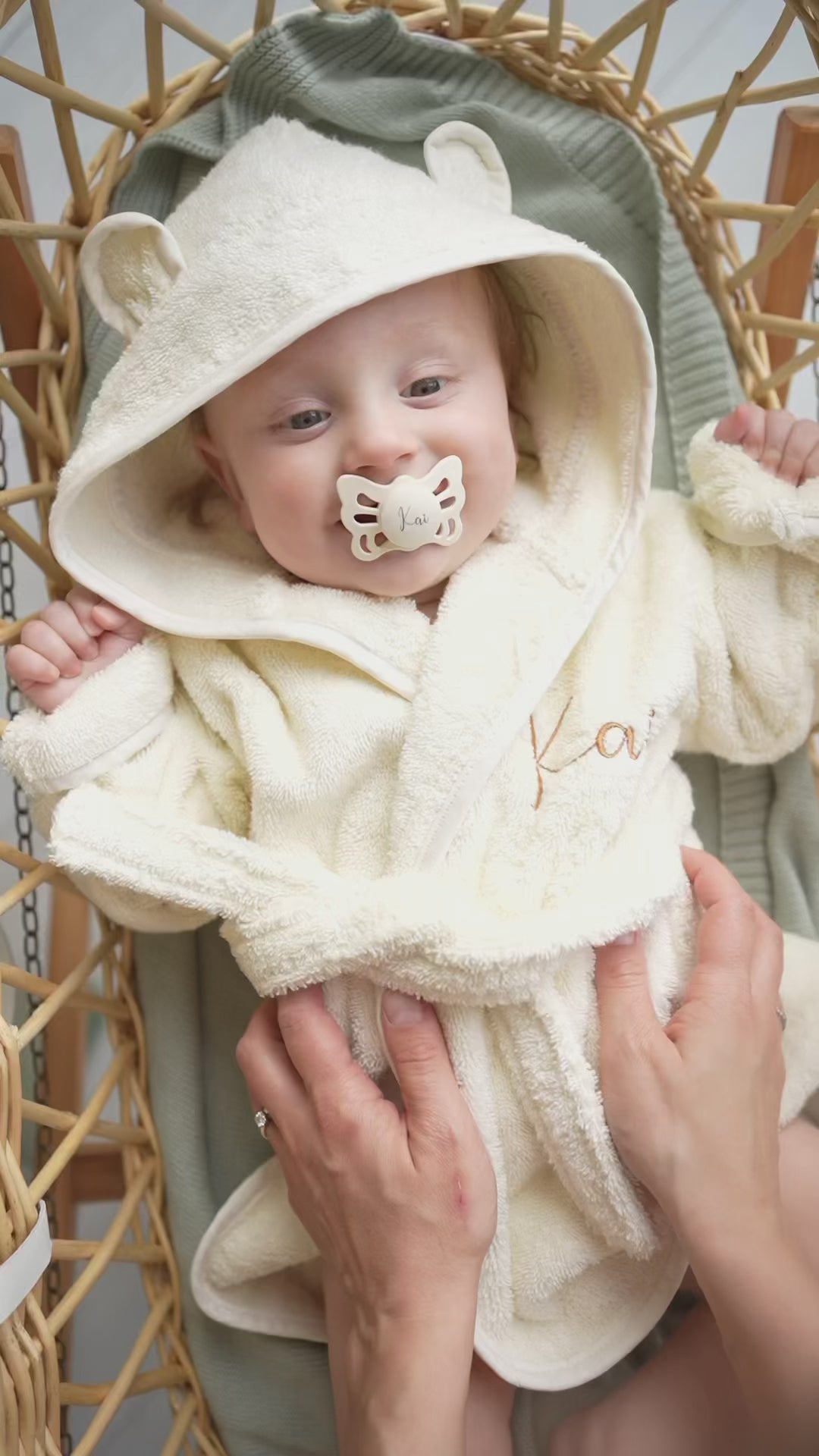 JBØRN Organic Cotton Baby Hooded Towelling Bathrobe