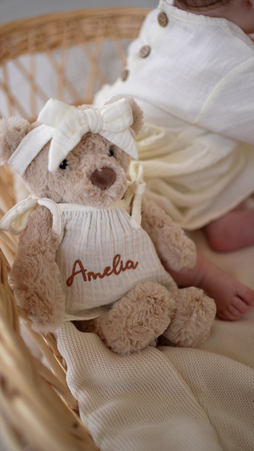 JBØRN Personalized Teddy & Matching Baby Dress | New Baby Girl Gift Set