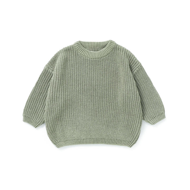 JBØRN Organic Cotton Knitted Crew Neck Jumper | 6-12 Months Sage Knitted Jumper - Personalisable Baby Products Sold and Personalised by JustBørn