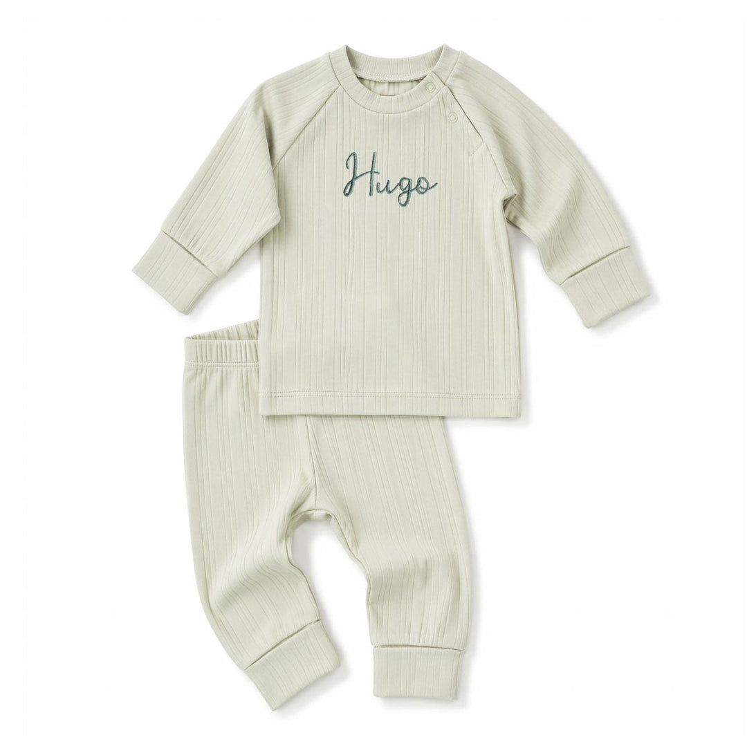 JBØRN Ribbed Bamboo Pyjama Set - Personalisable Baby Products Sold and Personalised by JustBørn