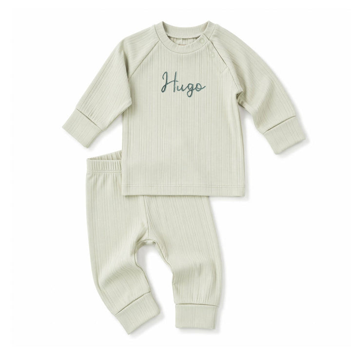 JBØRN Ribbed Bamboo Pyjama Set - Personalisable Baby Products Sold and Personalised by JustBørn
