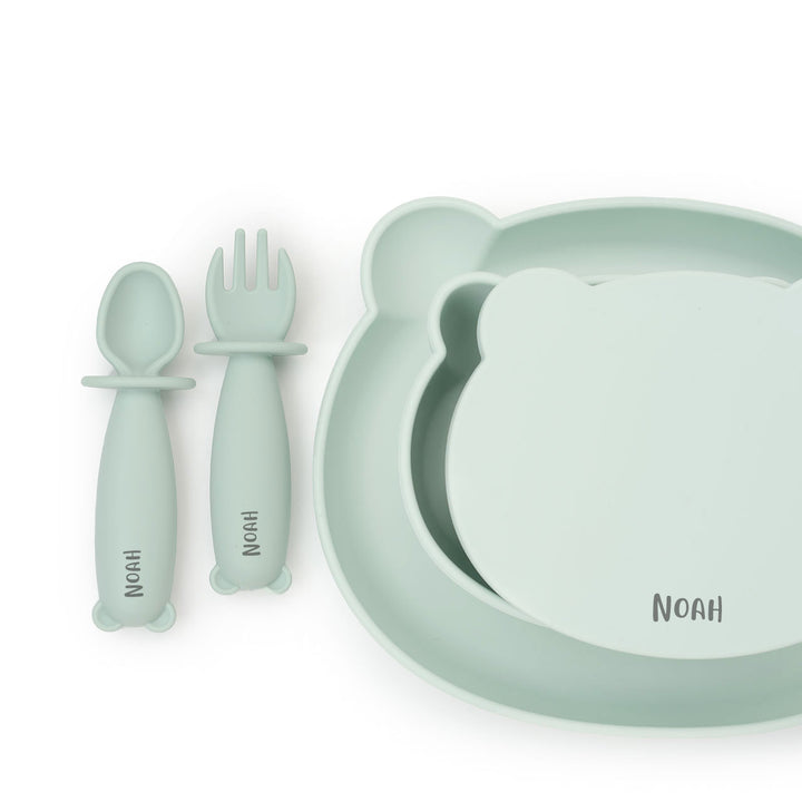 JBØRN Baby Meal Time Set | Weaning Set | Personalisable Seafoam - Personalisable Baby Products Sold and Personalised by JustBørn