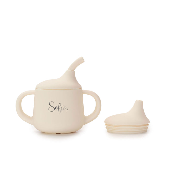 JBØRN 3-in-1 Drinking Cup Ivory Yes - Personalisable Baby Products Sold and Personalised by JustBørn