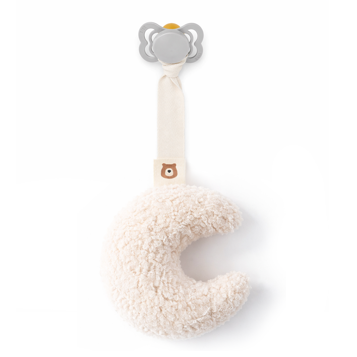 BIBS Supreme Symmetrical Rubber Latex Pacifier & Moon Plush Holder - Personalisable Baby Products Sold and Personalised by JustBørn