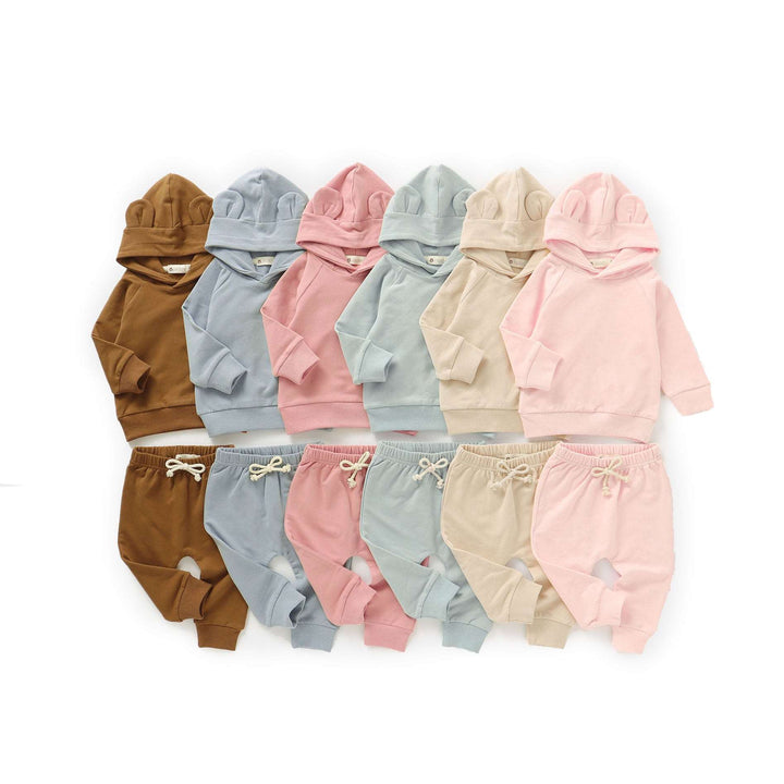 JBØRN Organic Cotton Baby Teddy Ears Hoodie & Joggers Set | Personalisable - Personalisable Baby Products Sold and Personalised by JustBørn