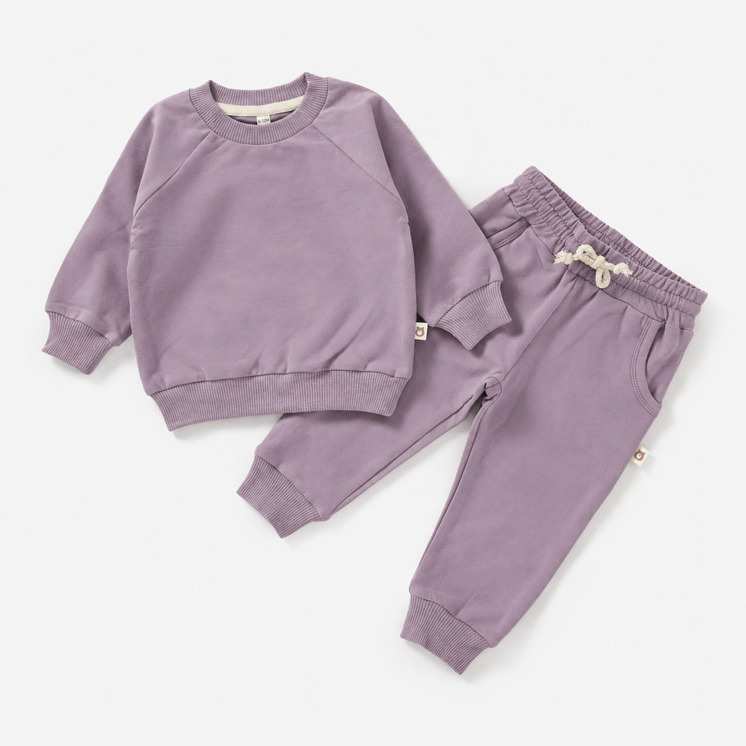 JBØRN Organic Cotton Sweatshirt & Jogger Set Tracksuit | Heather - Personalisable Baby Products Sold and Personalised by JustBørn