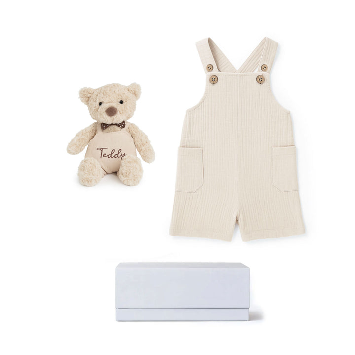 JBØRN Personalised Teddy & Matching Baby Dungarees | Baby Boy Gift Set - Personalisable Baby Products Sold and Personalised by JustBørn