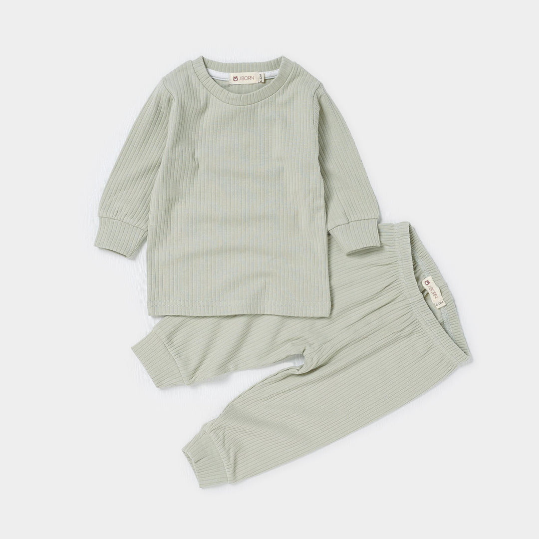 JBØRN Organic Cotton Ribbed Toddler Pyjamas Sage - Personalisable Baby Products Sold and Personalised by JustBørn