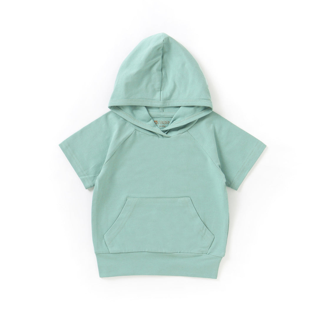 JBØRN Organic Cotton Short Sleeve Hooded Top Mint - Personalisable Baby Products Sold and Personalised by JustBørn