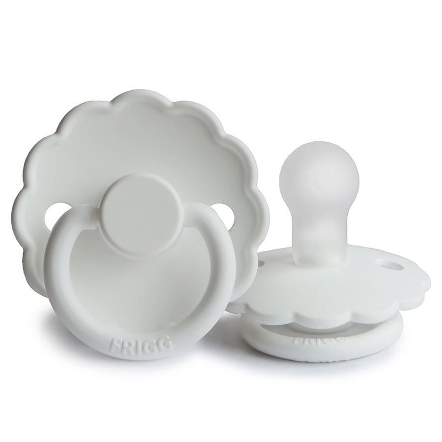 FRIGG Daisy Silicone Pacifiers Bright White Yes - Personalisable Baby Products Sold and Personalised by JustBørn