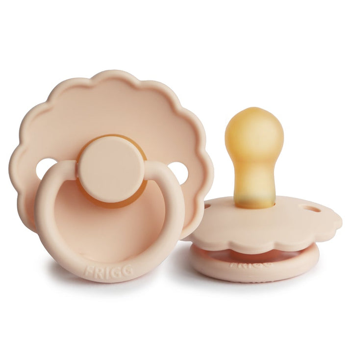 FRIGG Daisy Natural Rubber Latex Pacifier Pink Cream - Personalisable Baby Products Sold and Personalised by JustBørn