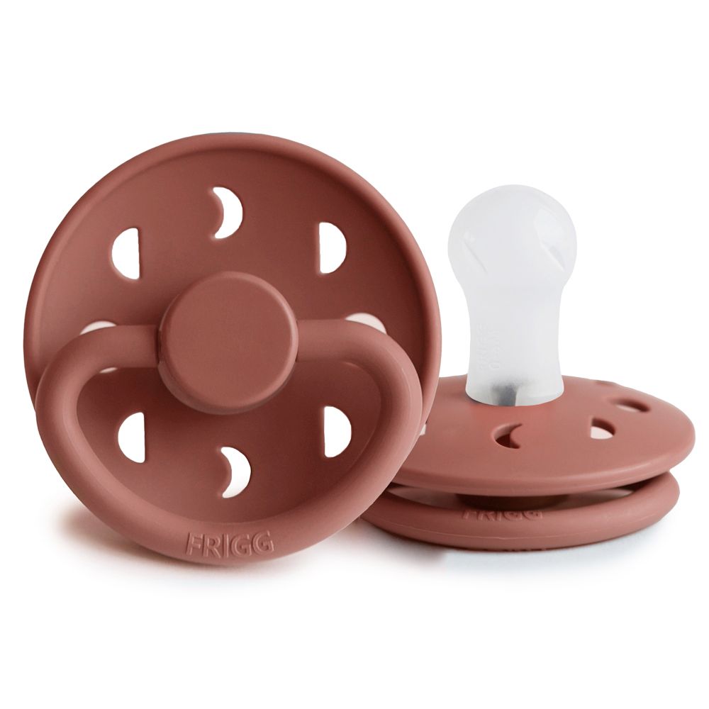 FRIGG Moon Silicone Pacifier Powder Blush - Personalisable Baby Products Sold and Personalised by JustBørn